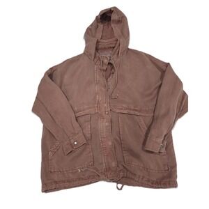 Lucky Brand Women's Dusty Rose Mauve Hoodie Drawstring Bomber Jacket S